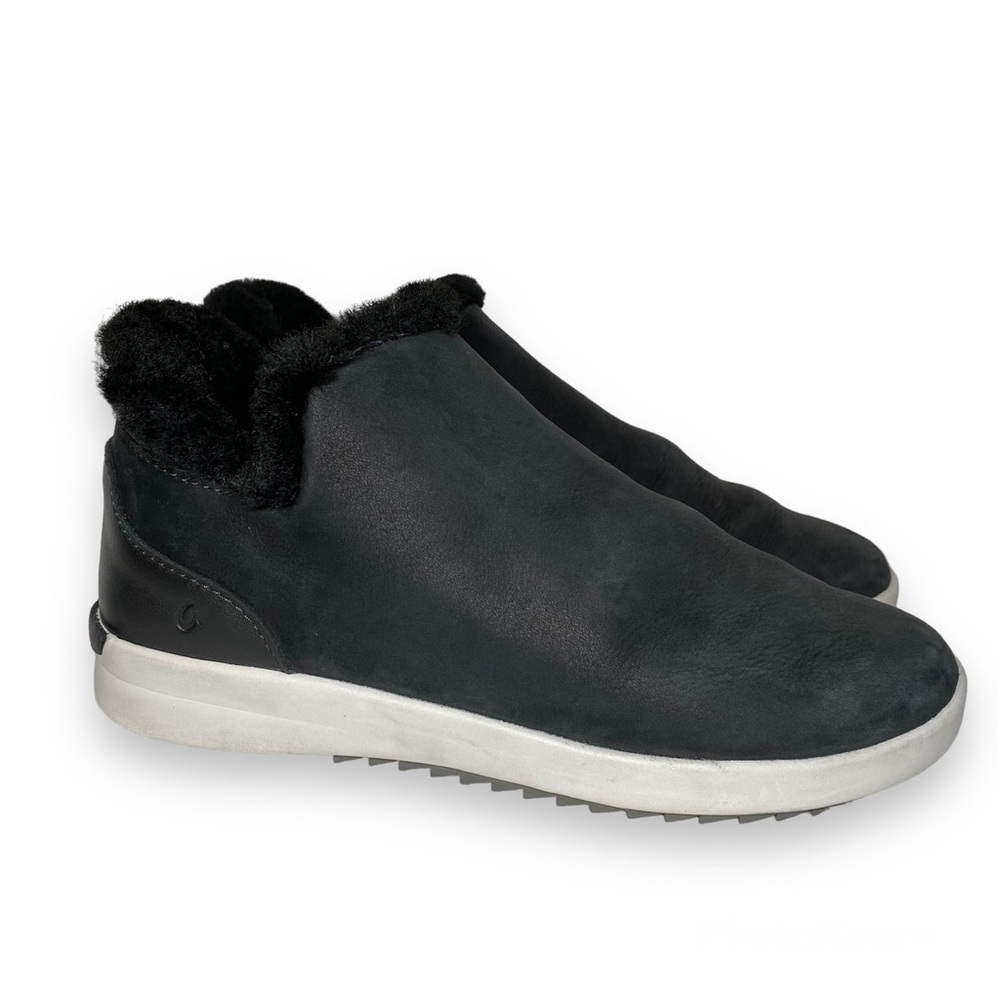 Black Faux Fur-Lined Slip-On Sneakers